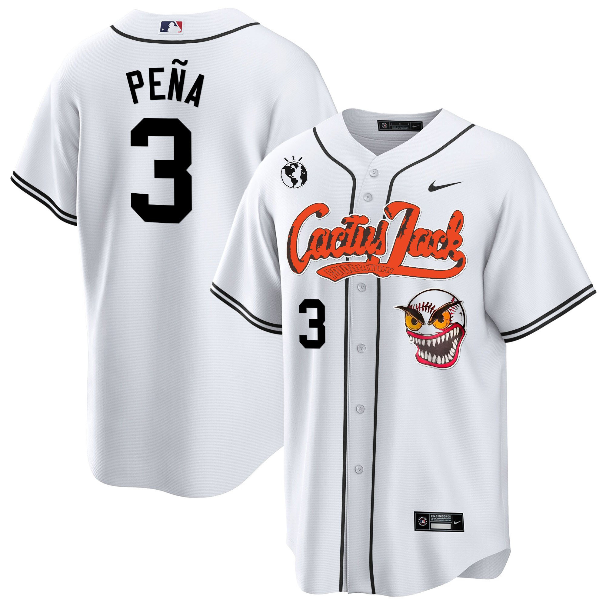 Jeremy Pena 3 Houston Astros Cactus Jack White Men MLB Jersey Men's
