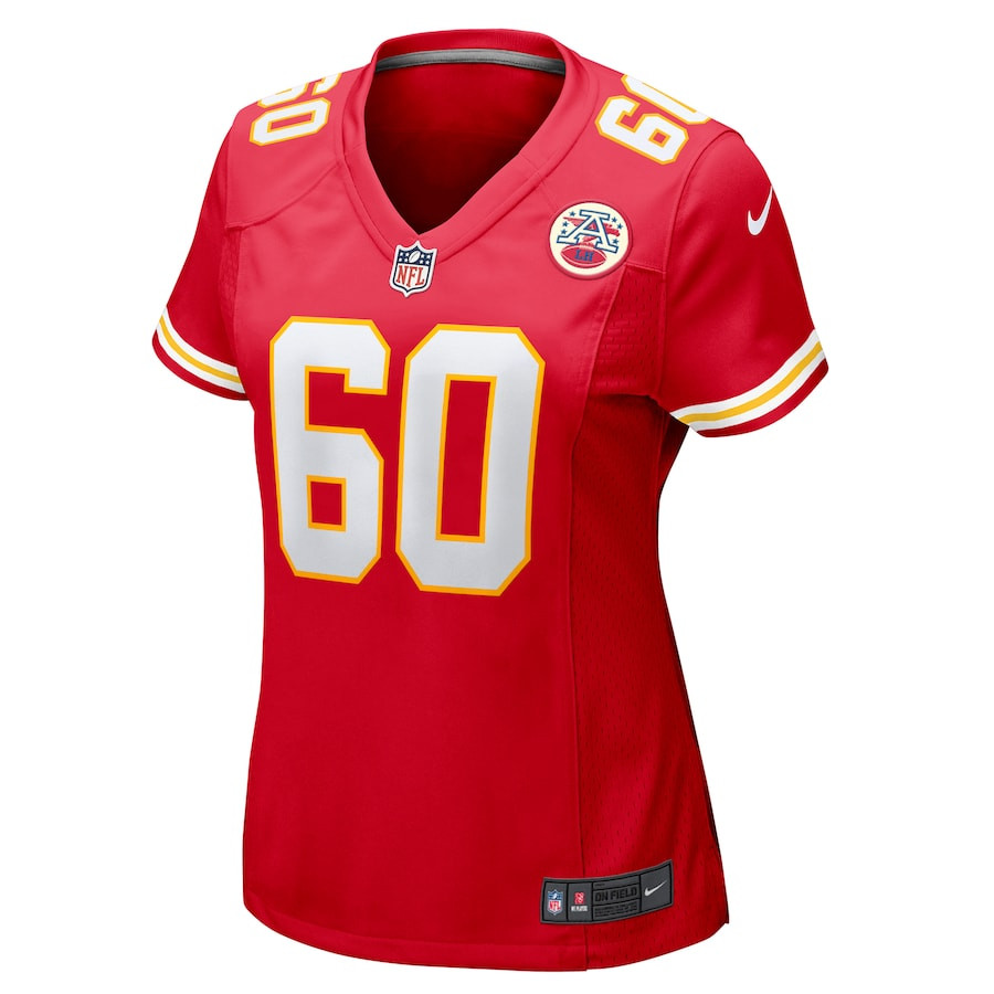 Hunter Nourzad 60 Kansas City Chiefs Game Red NFL Jersey Women's
