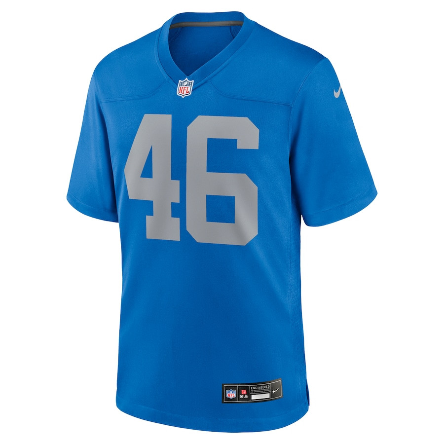 Jack Campbell 46 Detroit Lions Alternate Game Blue NFL Jersey Men's