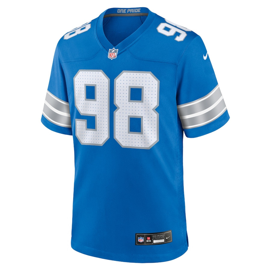D.J. Reader 98 Detroit Lions Team Game Blue NFL Jersey Men's