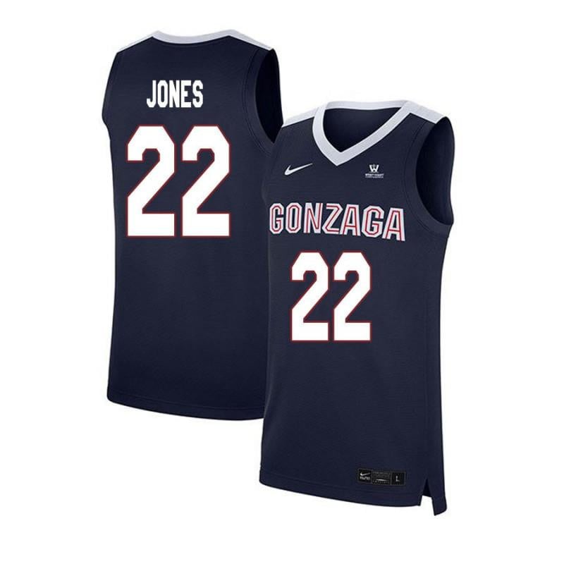 22 Jeremy Jones Navy Elite Gonzaga Bulldogs NCAA Jersey Men's