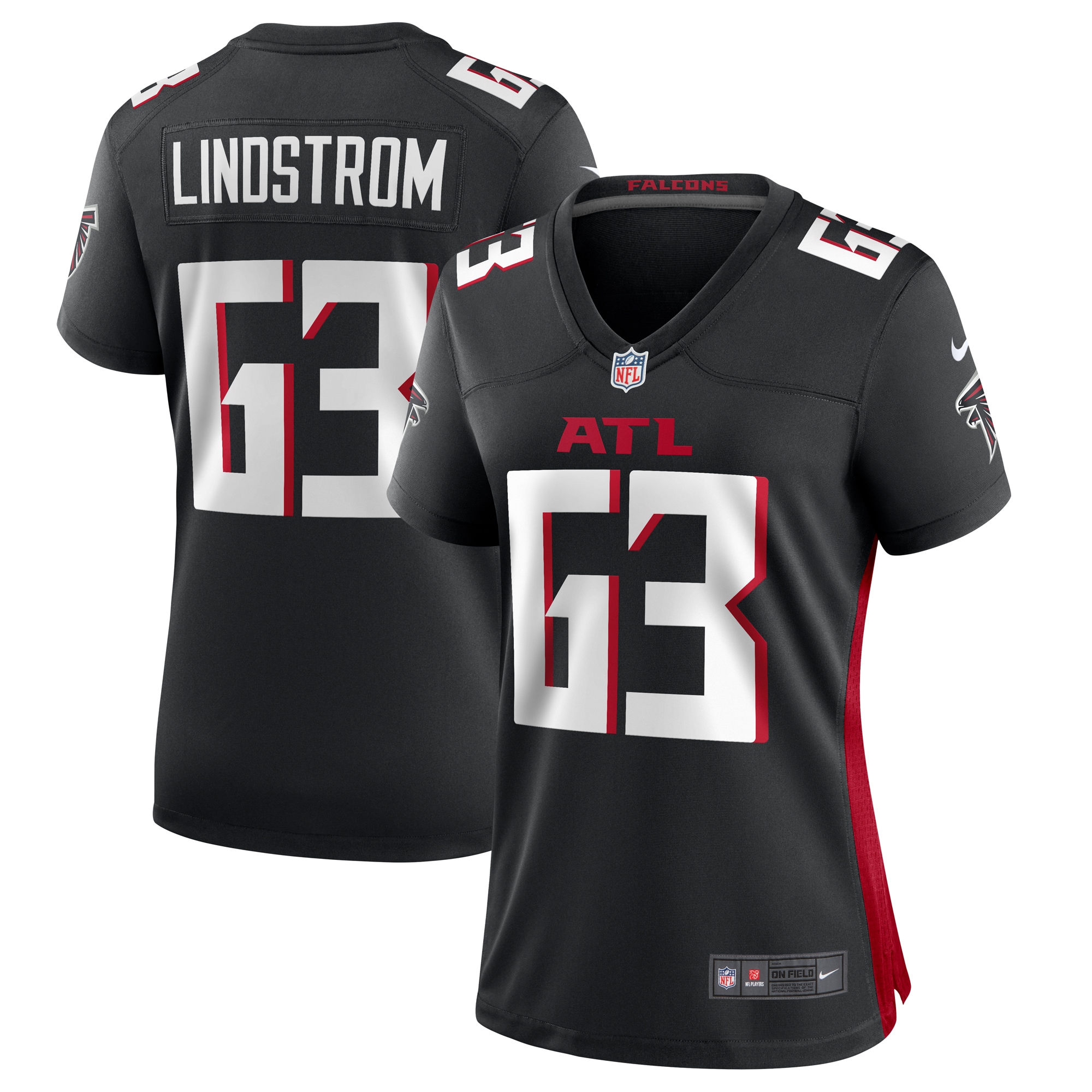 Atlanta Falcons Chris Lindstrom Black Team Game NFL Jersey Women's