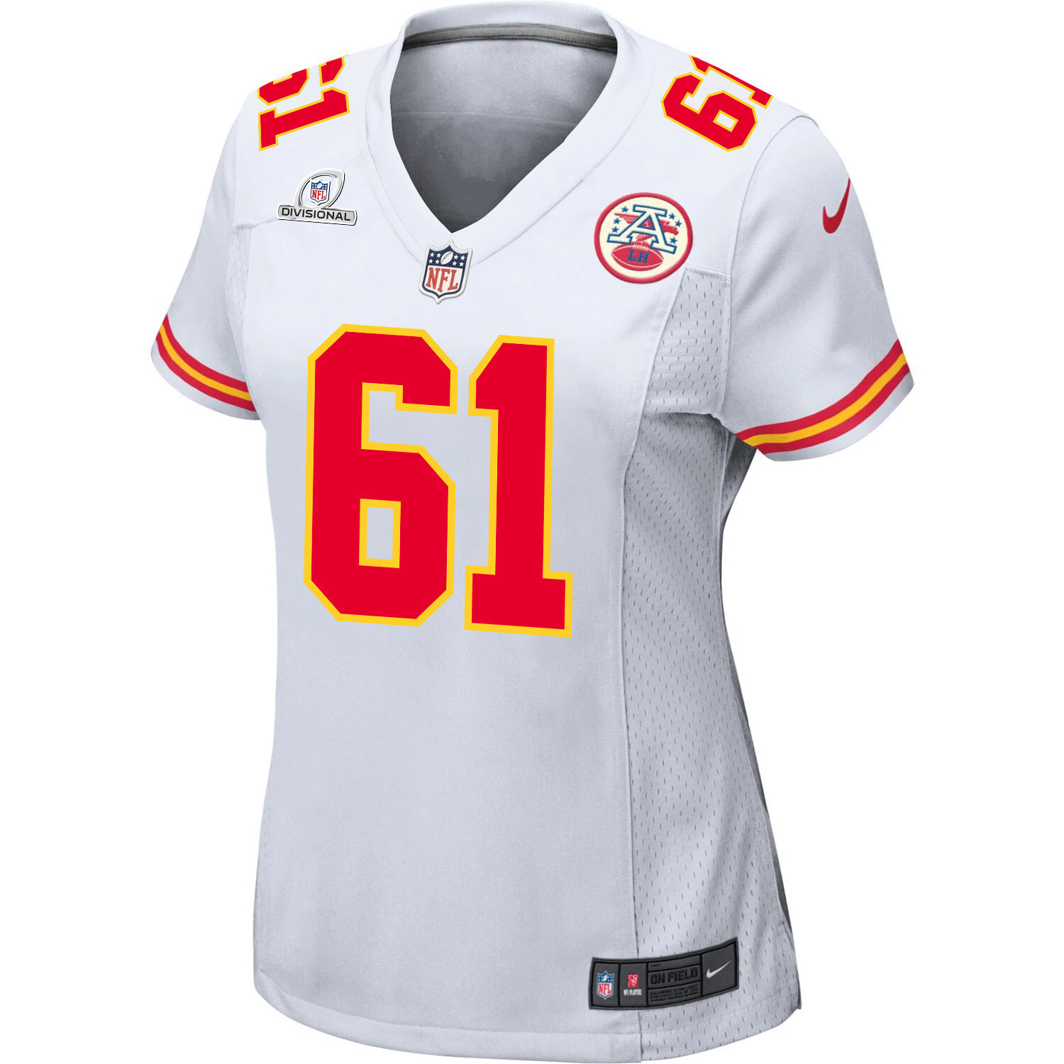 Austin Reiter 61 Kansas City Chiefs Super Bowl LVIII Patch Game White NFL Jersey Women's
