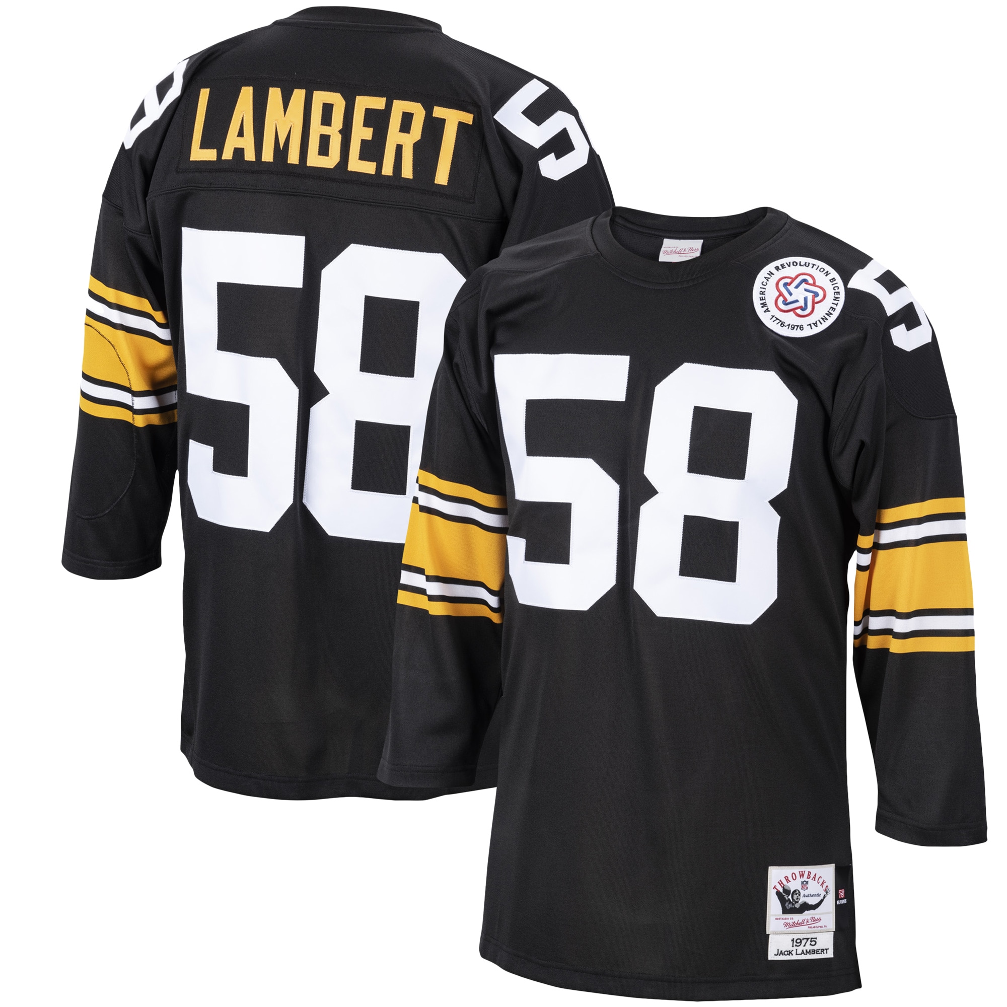 Pittsburgh Steelers 1975 Jack Lambert Mitchell Ness Black Throwback Retired Player NFL Jersey Men's