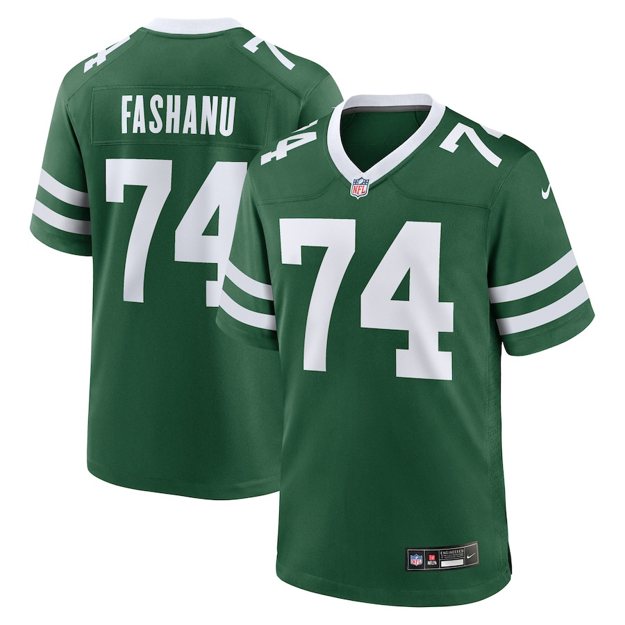 Olu Fashanu 74 New York Jets Team Game Legacy Green NFL Jersey Men's