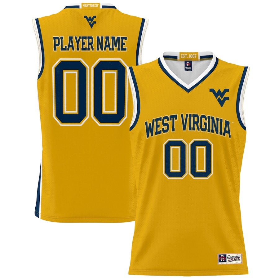 West Virginia Mountaineers NIL Custom Gold NCAA Jersey Men's