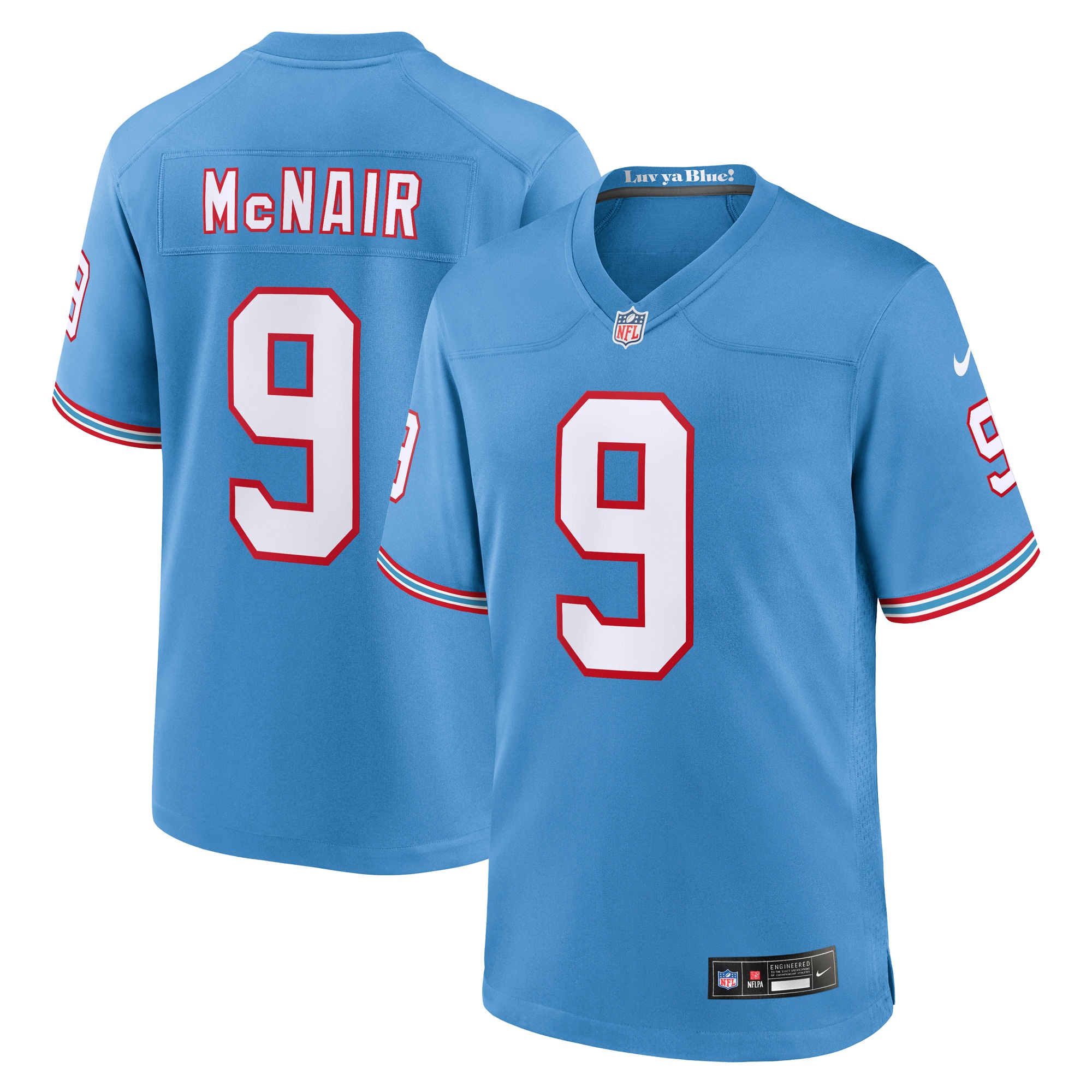 Tennessee Titans Steve McNair Light Blue Oilers Throwback Retired Player Game NFL Jersey Men's