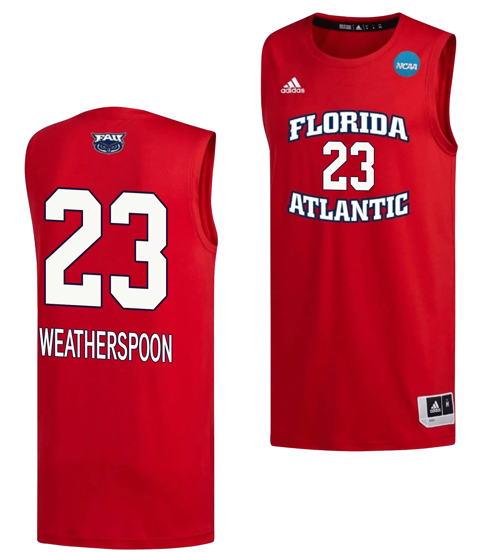 Brandon Weatherspoon 23 FAU Owls 2023 March Madness- Red NCAA Jersey Men's