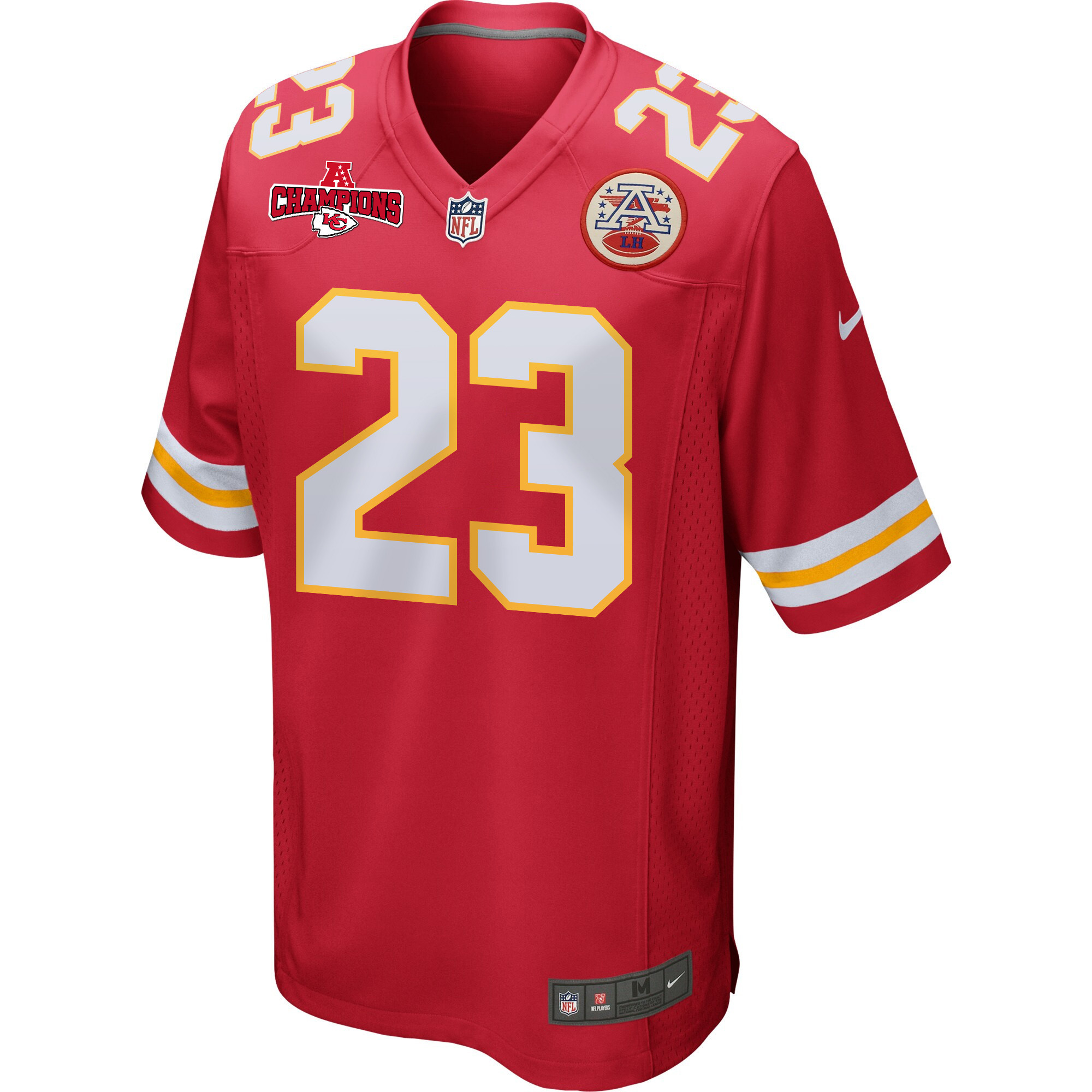 Drue Tranquill 23 Kansas City Chiefs AFC Champions Patch Game Red NFL Jersey Men's