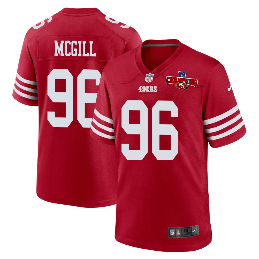 T.Y. McGill 96 San Francisco 49ers NFC Champions Patch Game Scarlet NFL Jersey Men's