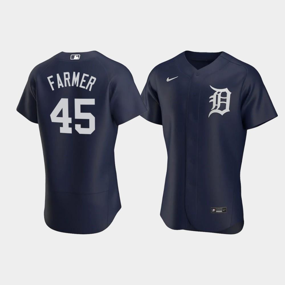 Buck Farmer 45 Detroit Tigers Team Logo Navy Alternate MLB Jersey Men's