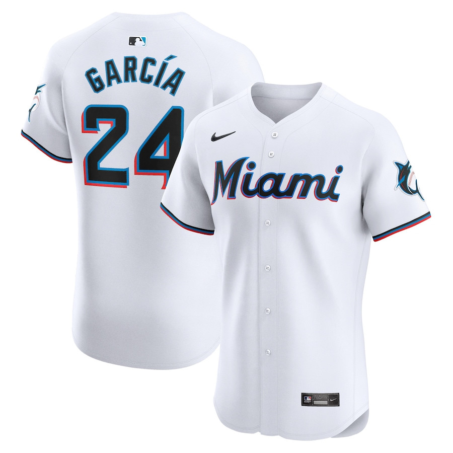 Avisail Garcia 24 Miami Marlins Home Elite Player White MLB Jersey Men's