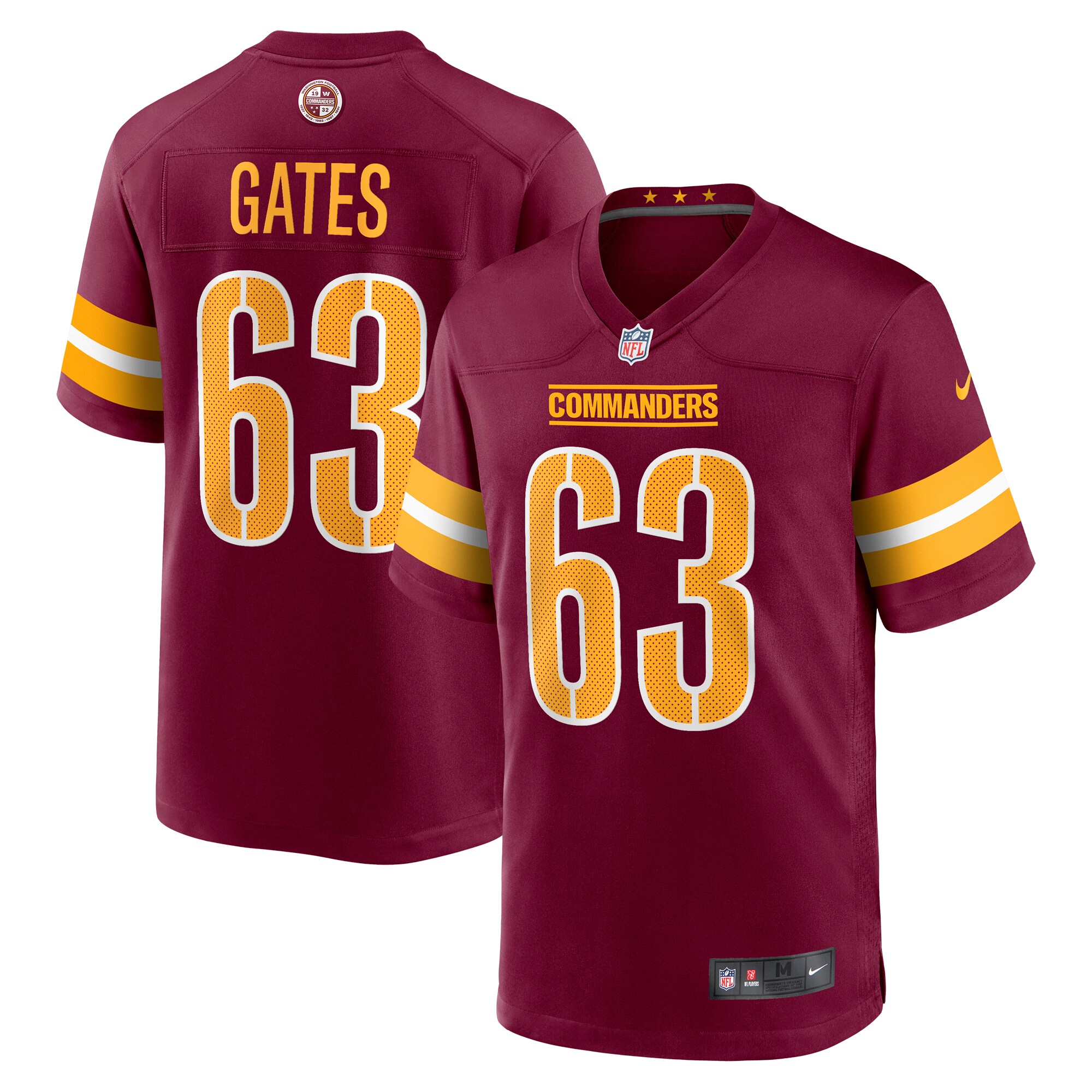 Washington Commanders Nick Gates Burgundy Game Player NFL Jersey Men's