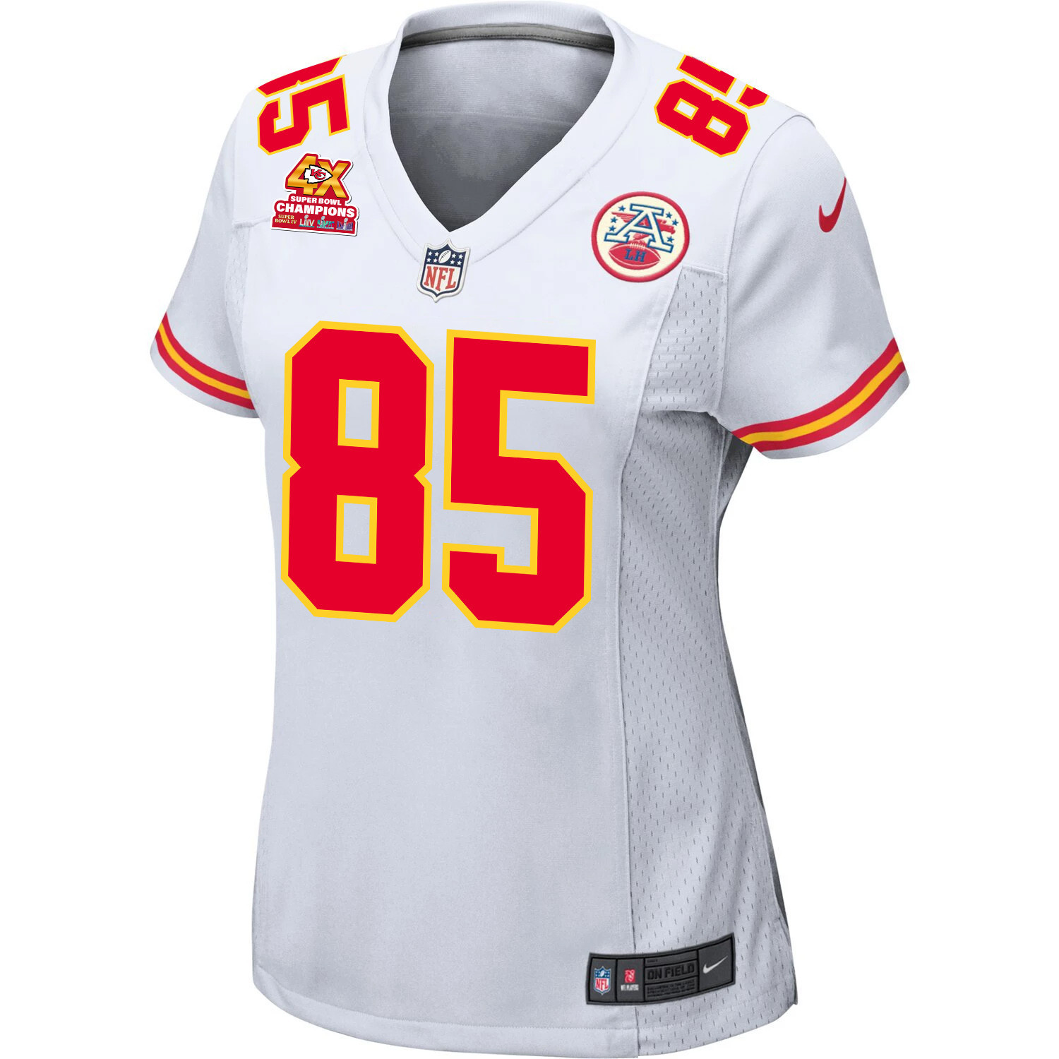 Izaiah Gathings 85 Kansas City Chiefs Super Bowl LVIII Champions 4X Game White NFL Jersey Women's
