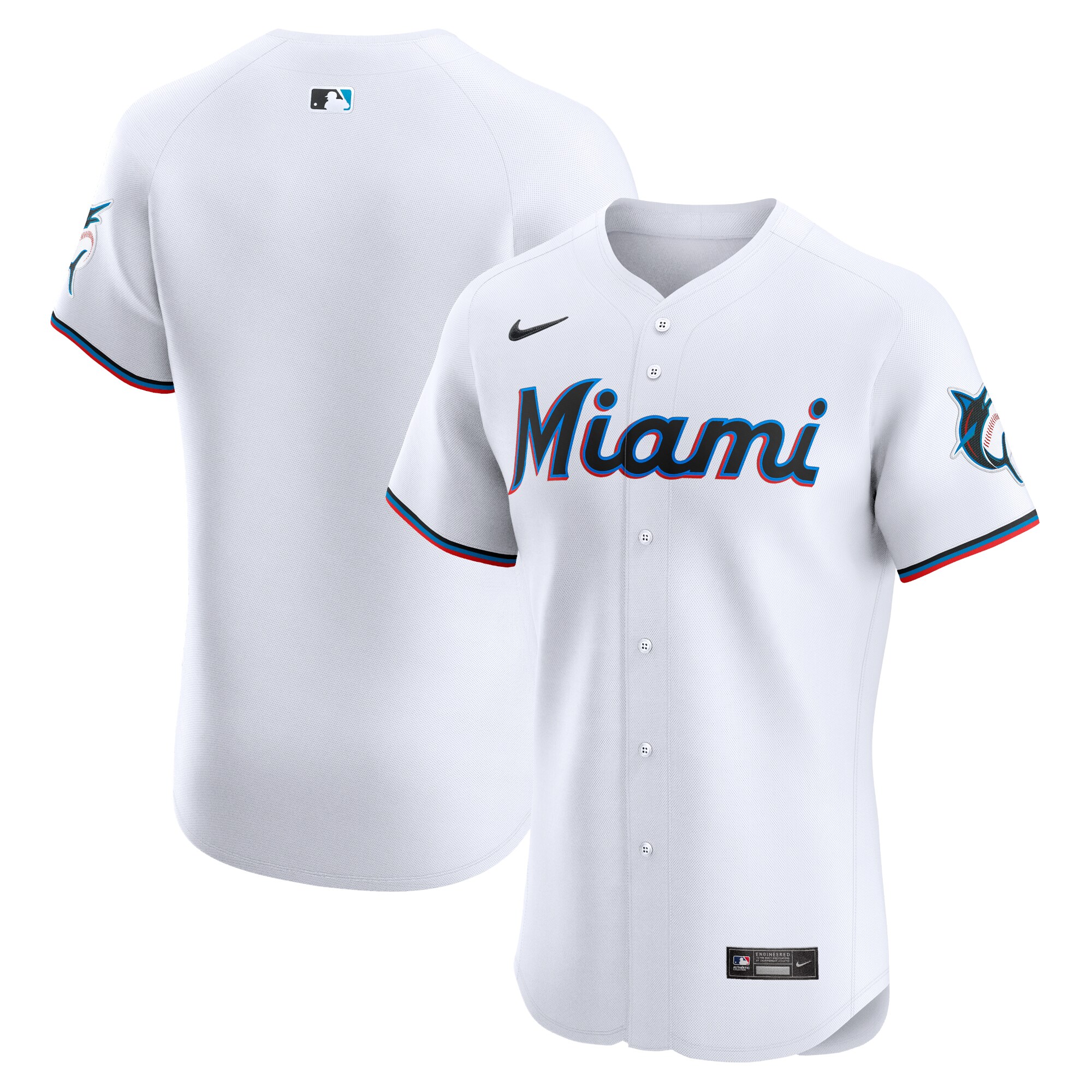 Miami Marlins White Home Elite MLB Jersey Men's