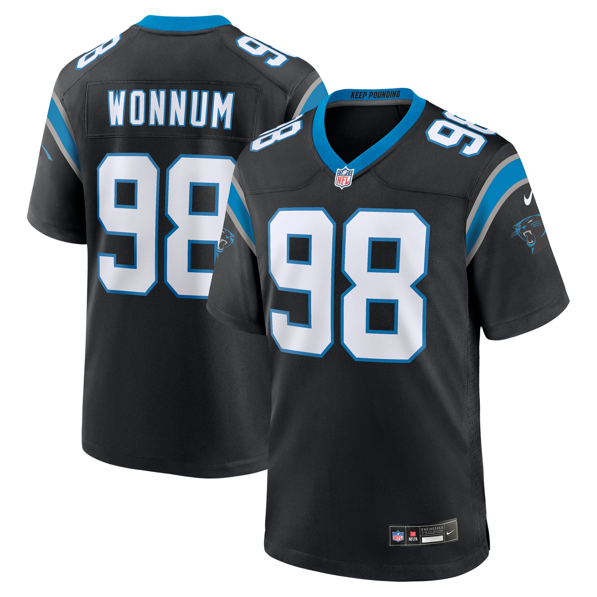 Carolina Panthers D.J. Wonnum Black Game NFL Jersey Men's