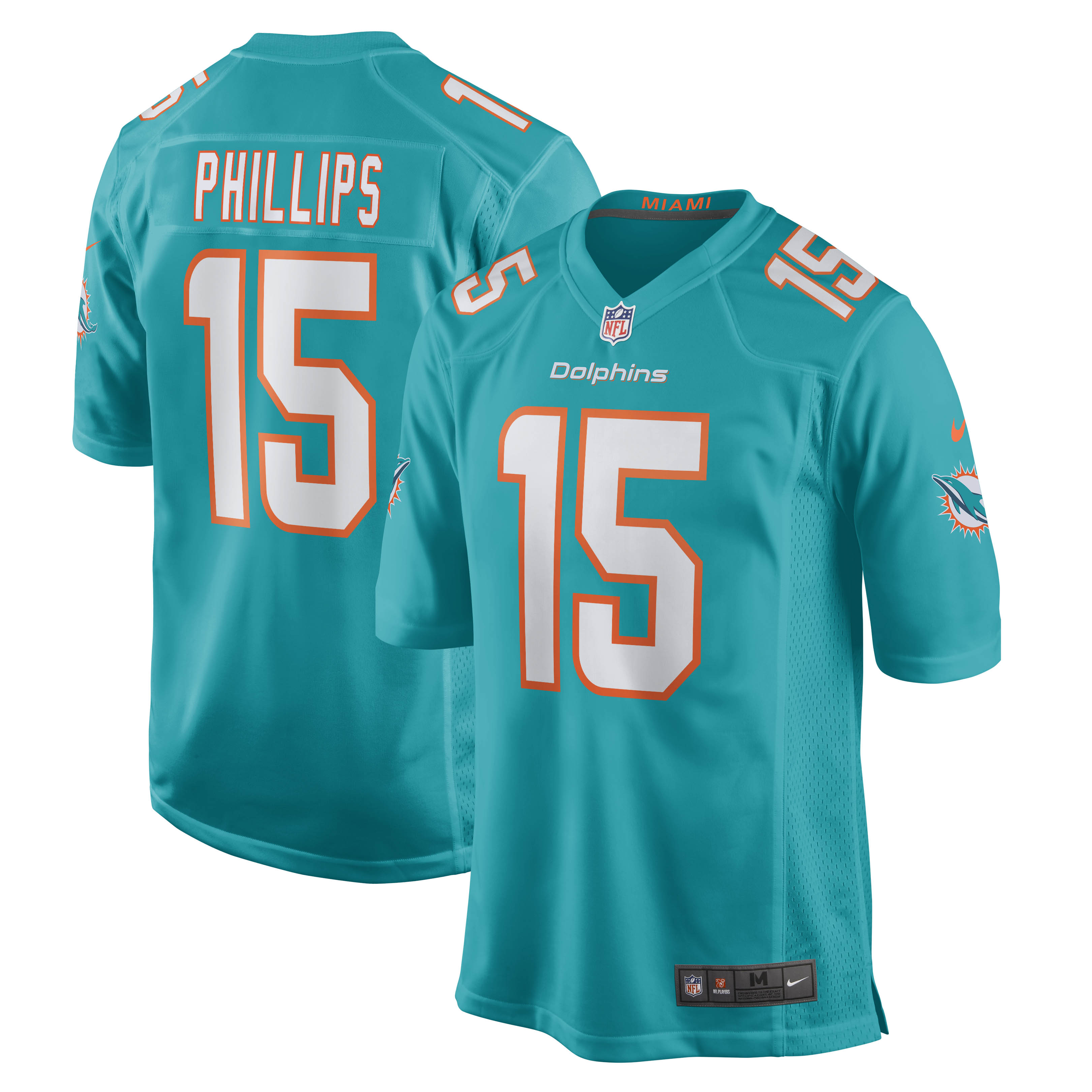 Miami Dolphins Jaelan Phillips Aqua Game Player NFL Jersey Men's