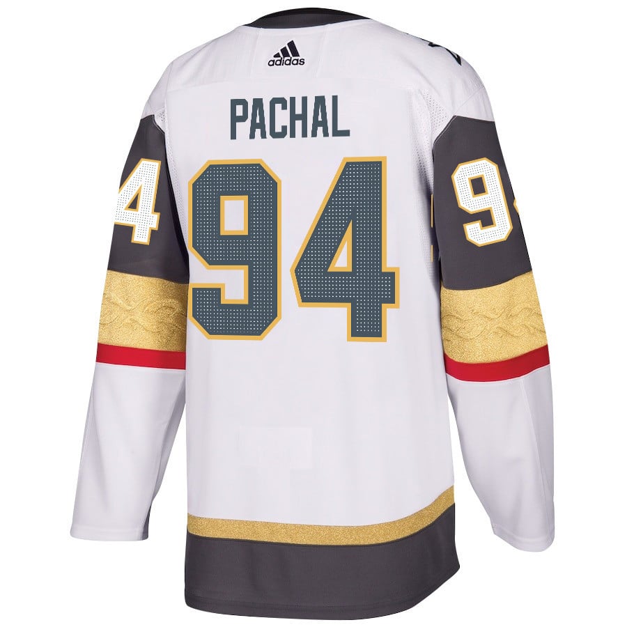 Brayden Pachal 94 Vegas Golden Knights Stanley Cup 2023 Champions Patch Away Breakaway White NHL Jersey Men's