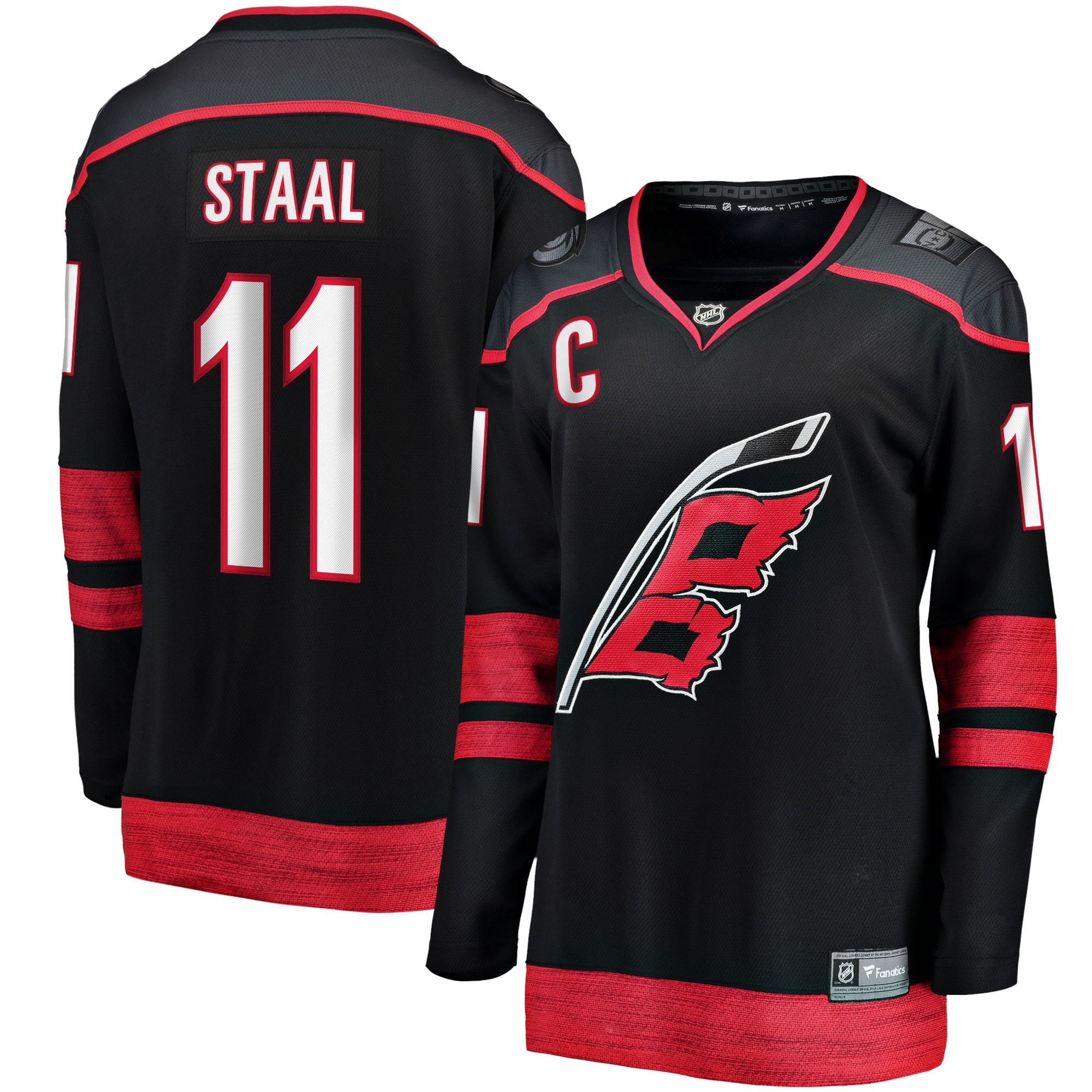 Carolina Hurricanes Jordan Staal Black Home Captain Patch Breakaway Player NHL Jersey Women's