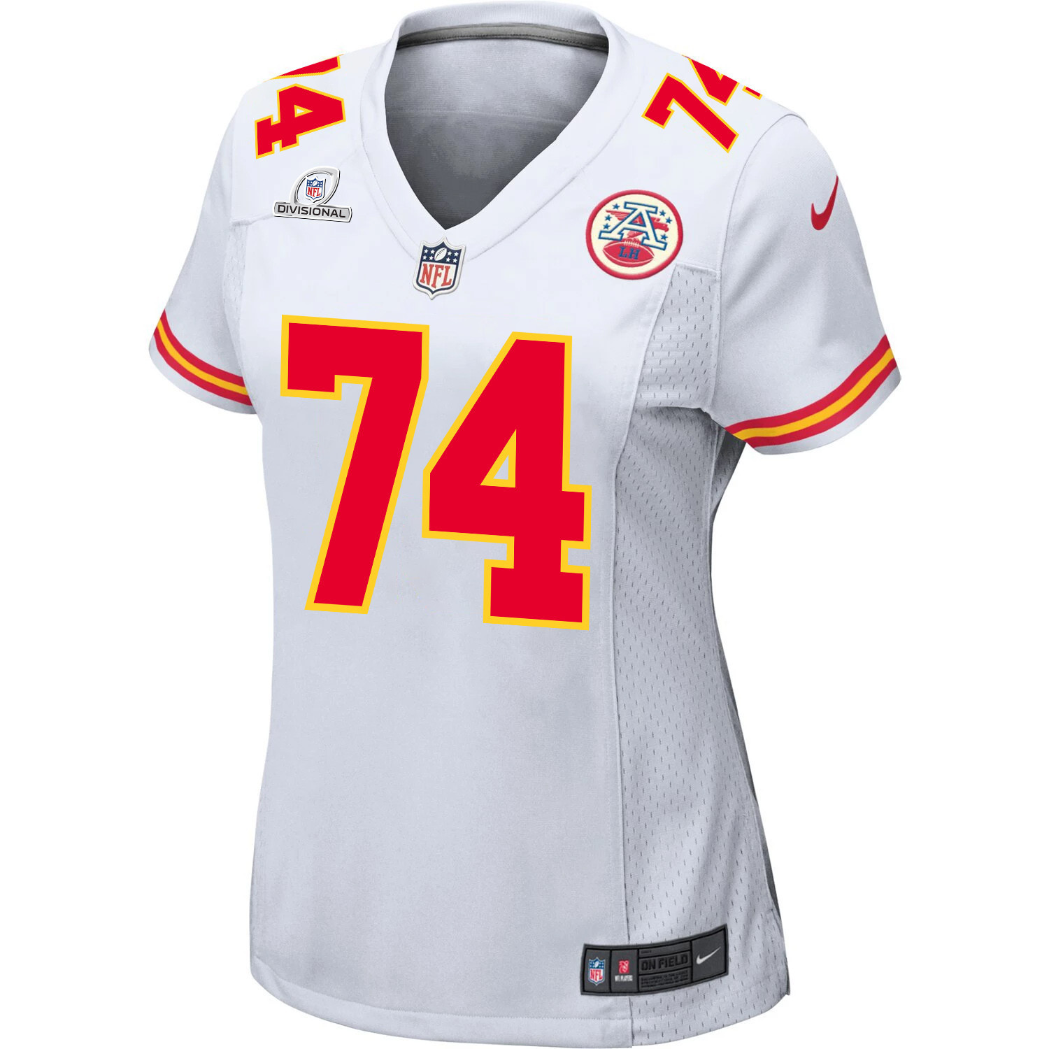 Jawaan Taylor 74 Kansas City Chiefs Super Bowl LVIII Patch Game White NFL Jersey Women's