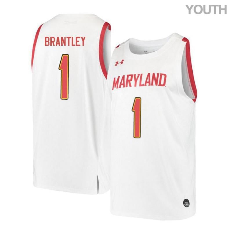 Under Armour 1 Jaylen Brantle White Retro Maryland Terrapins NCAA Jersey Youth