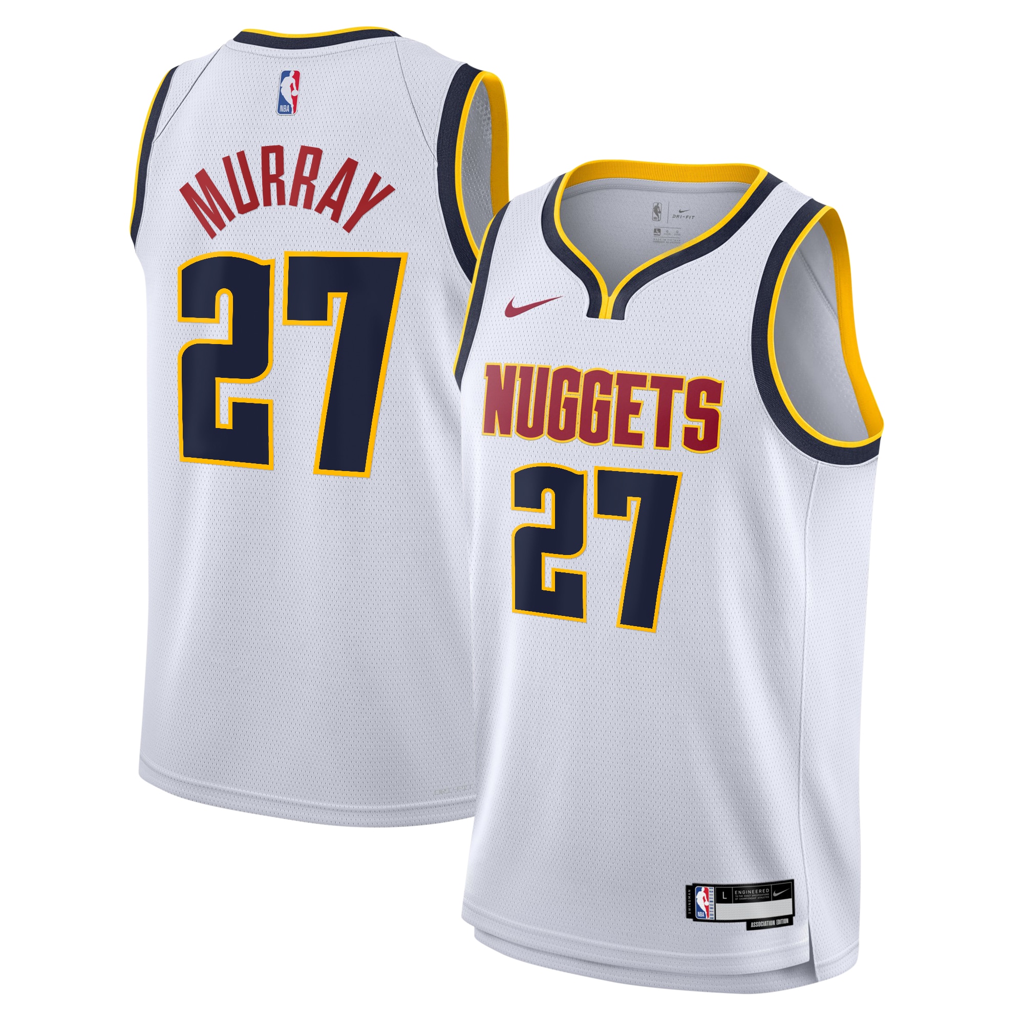 Camiseta Association Swingman de los Denver Nuggets Blanco Jamal Murray NBA Jersey Men's