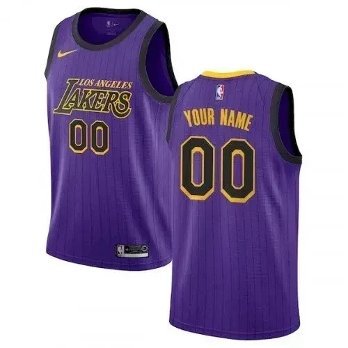 Los Angeles Lakers Custom City Purple Stripe NBA Jersey Men's