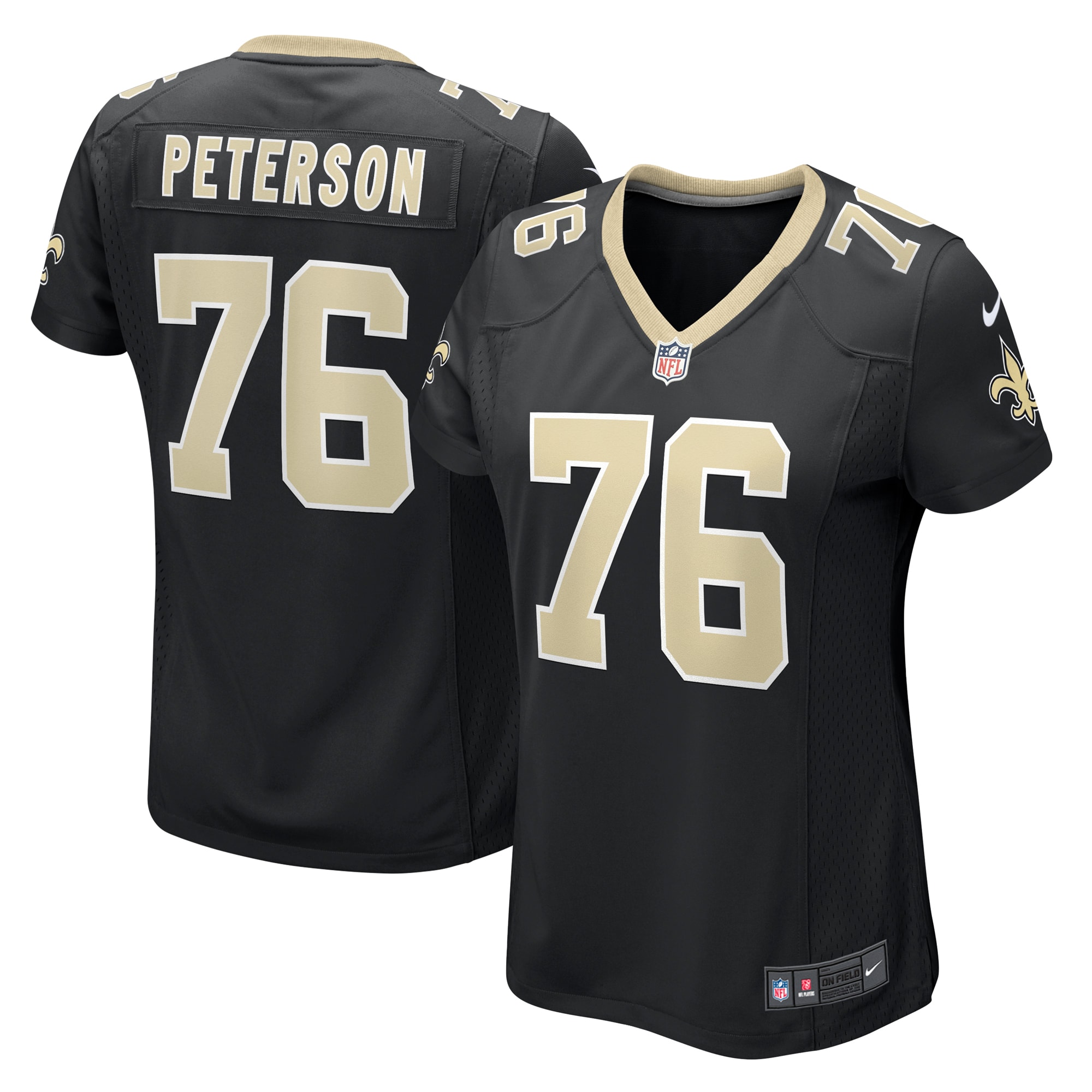 New Orleans Saints Camron Peterson Black Game NFL Jersey Women's
