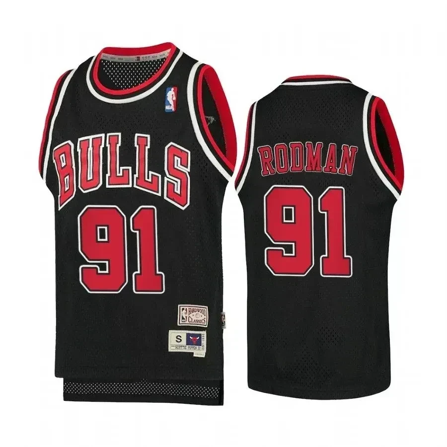 Dennis Rodman Chicago Bulls Hardwood Classics Black NBA Jersey Youth