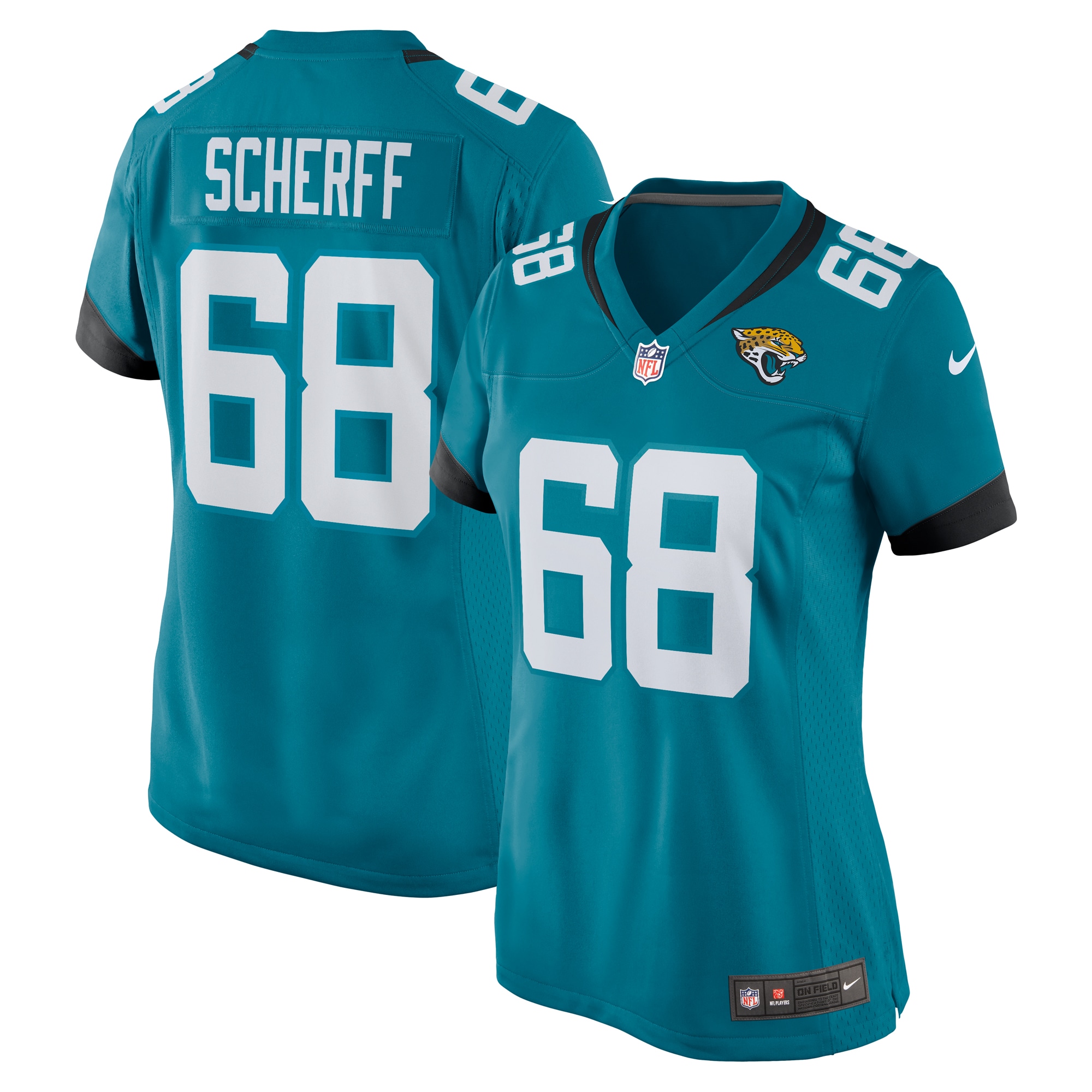 Jacksonville Jaguars Brandon Scherff Teal Game Player NFL Jersey Women's