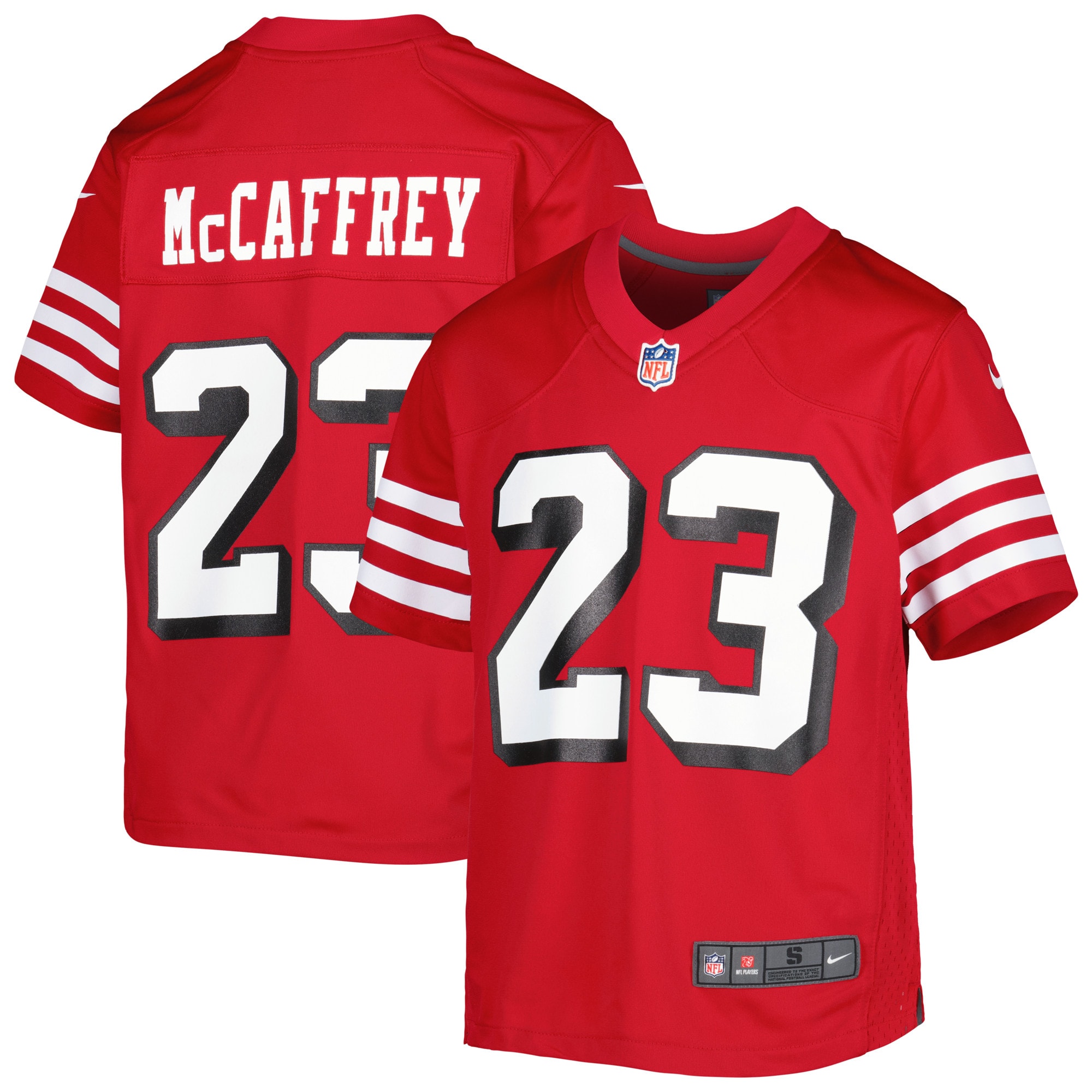 San Francisco 49ers Christian McCaffrey Scarlet Game NFL Jersey Youth