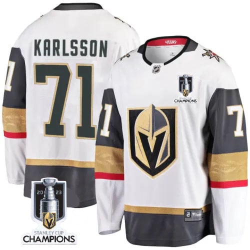 William Karlsson 71 Vegas Golden Knights 2023 Stanley Cup Champions Patch Away Breakaway Player White NHL Jersey Men's