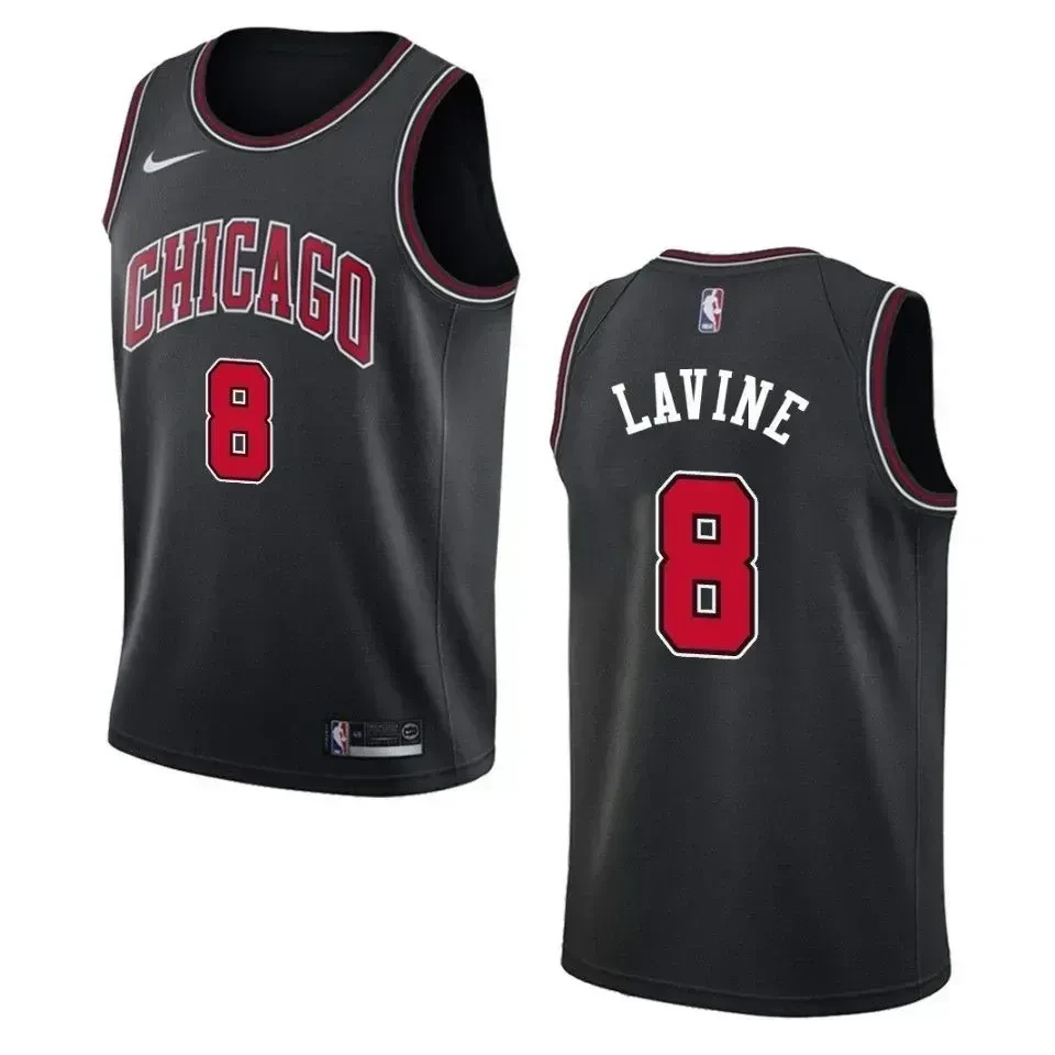 Chicago Bulls 8 Zach Lavine Statement Swingman Black NBA Jersey Men's