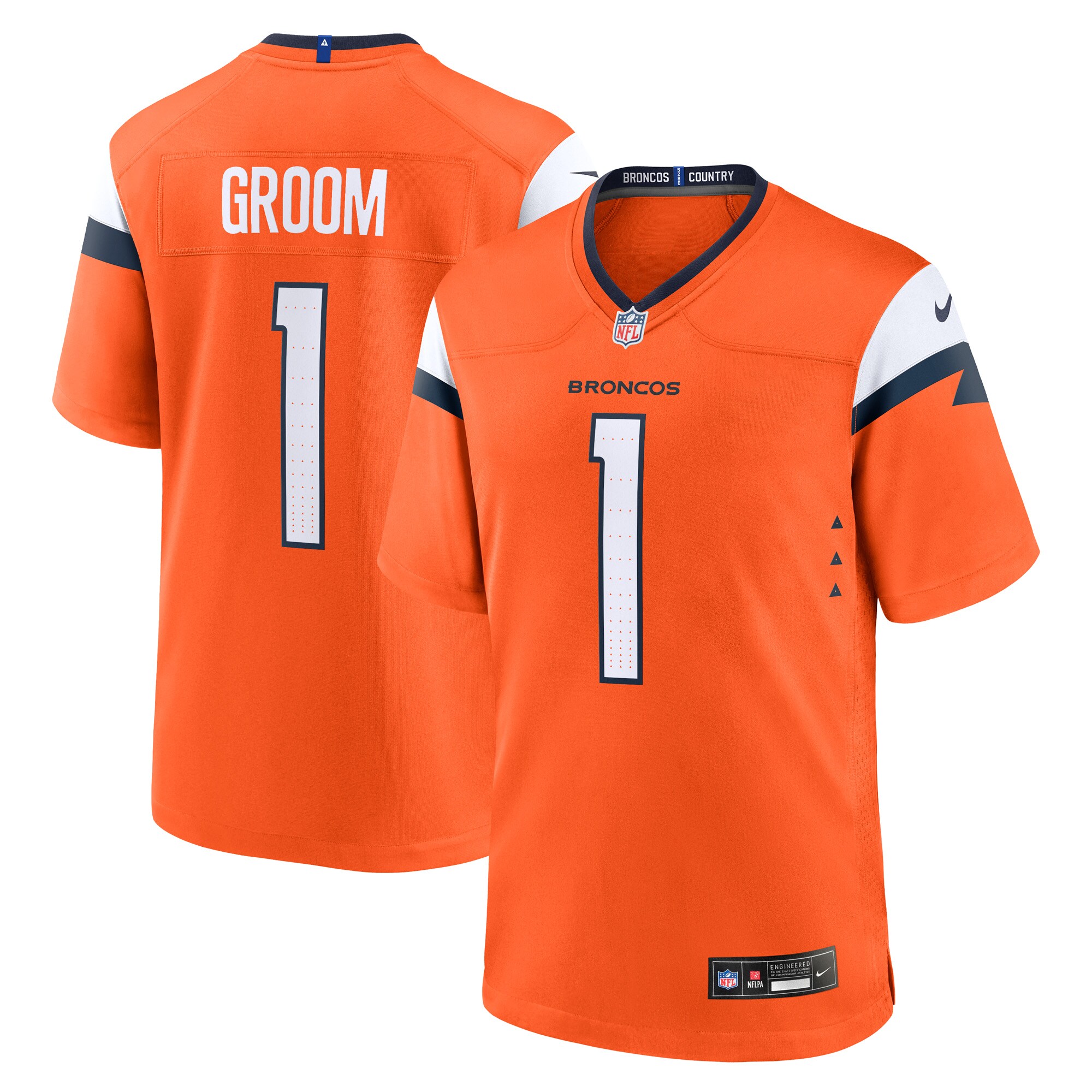 Denver Broncos Number 1 Groom Orange Game NFL Jersey Men's