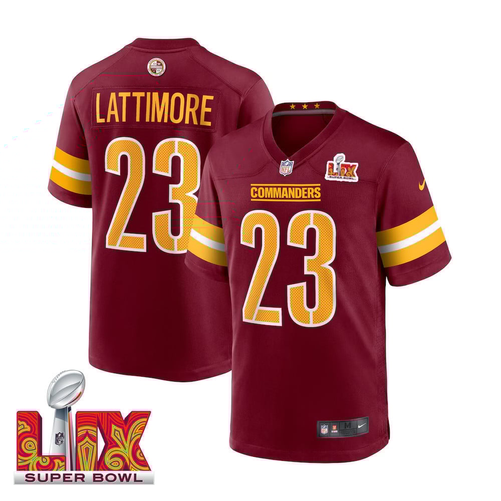 Marshon Lattimore #23 Washington Commanders Super Bowl LIX Burgundy NFL Jersey Men's