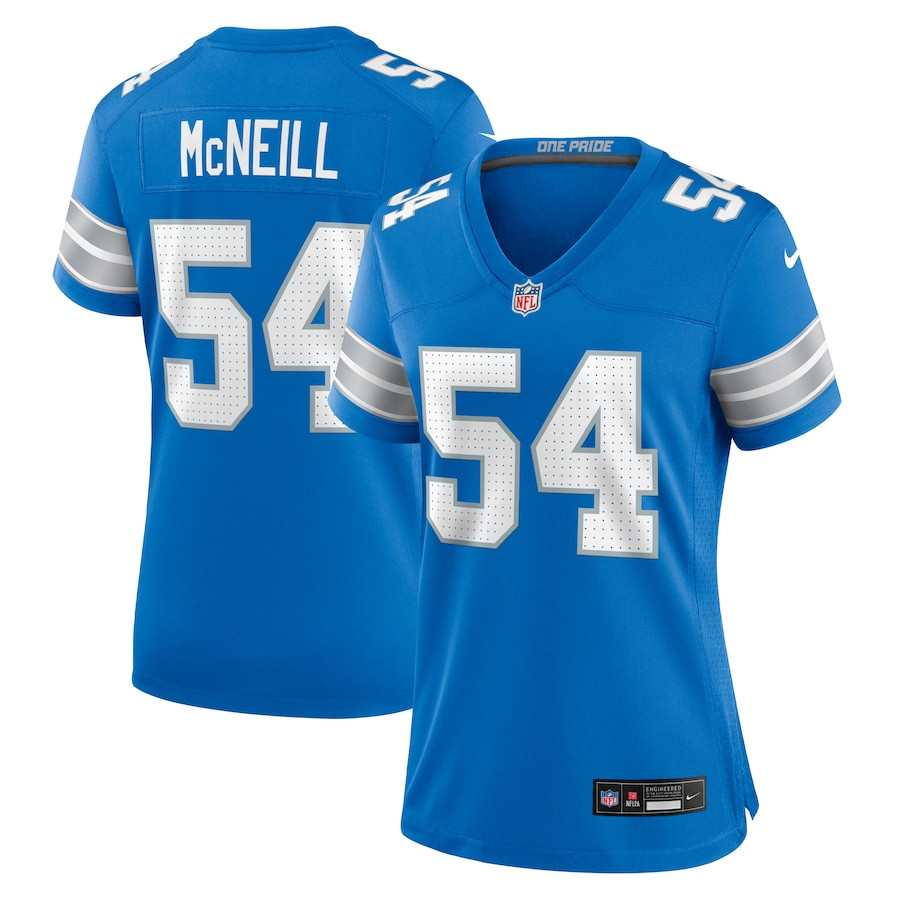 Alim McNeill 54 Detroit Lions Team Game Blue NFL Jersey Women's