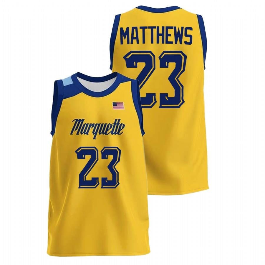 Marquette Golden Eagles 23 Wesley Matthews Gold College NCAA Jersey Men's