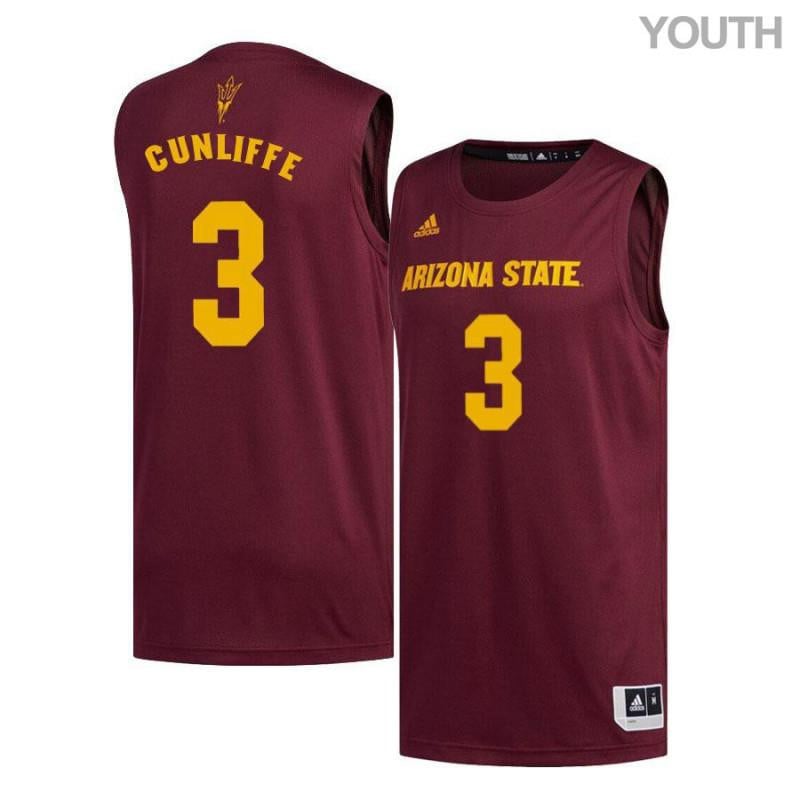 3 Sam Cunliffe Maroon Arizona State Sun Devils NCAA Jersey Youth