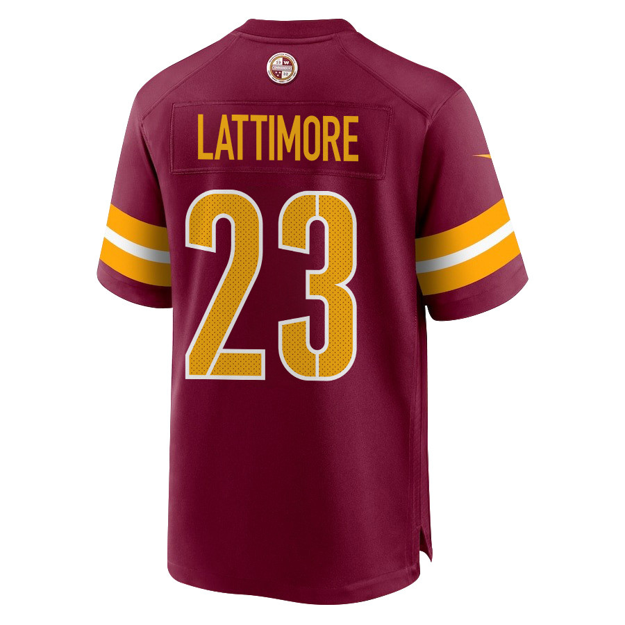 Marshon Lattimore 23 Washington Commanders Super Bowl LIX New Orleans Patch Game Burgundy NFL Jersey Men's