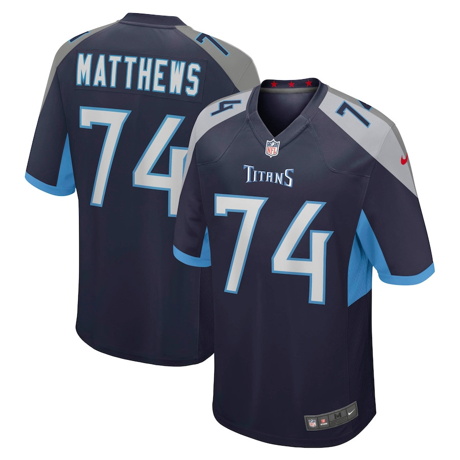 Bruce Matthews 74 Tennessee Titans Retired Navy NFL Jersey Men's