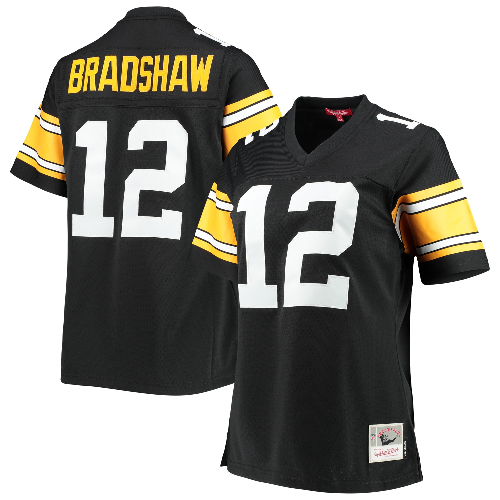 Pittsburgh Steelers Terry Bradshaw Mitchell Ness Black Legacy Player NFL Jersey Women's