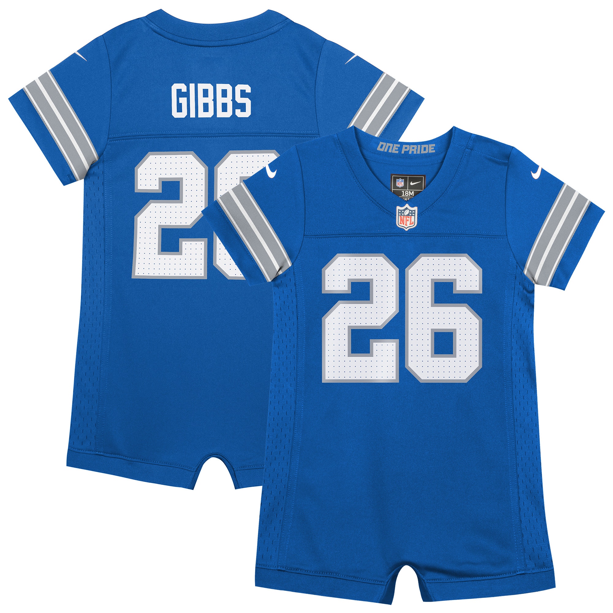 Newborn Infant Detroit Lions Jahmyr Gibbs Blue Game Romper NFL Jersey Men's