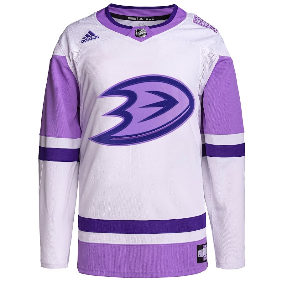 Anaheim Ducks Fights Cancer Primegreen White/Purple NHL Jersey Men's
