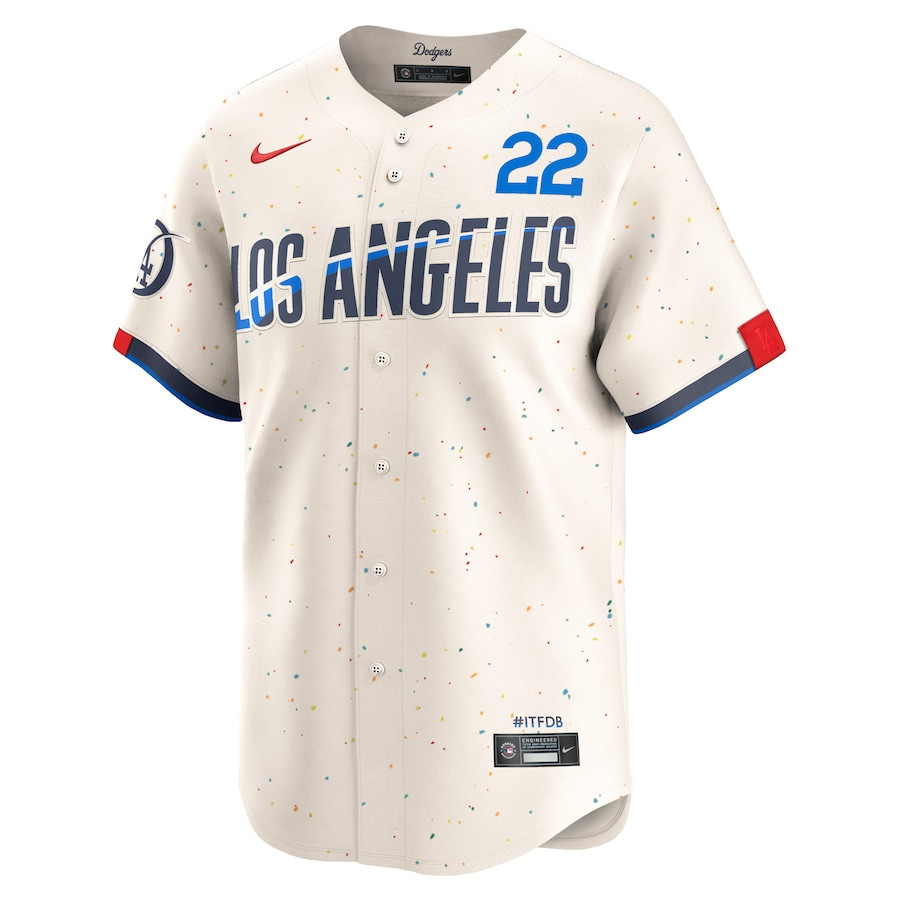 Clayton Kershaw 22 Los Angeles Dodgers 2024 City Connect Limited Cream MLB Jersey Men's