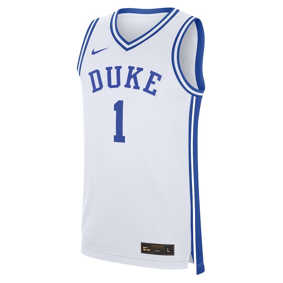Duke Blue Devils Home White #1 NCAA Jersey Men's