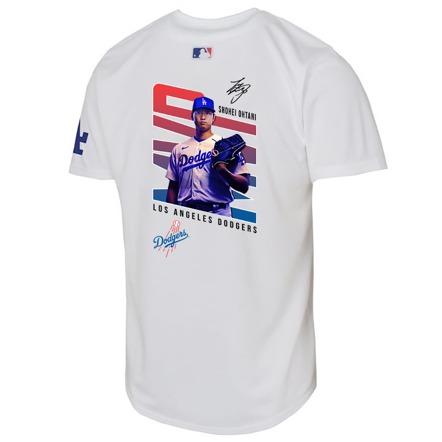 Shohei Ohtani 17 Los Angeles Dodgers Signed MVP 2023 Home White MLB Jersey Youth