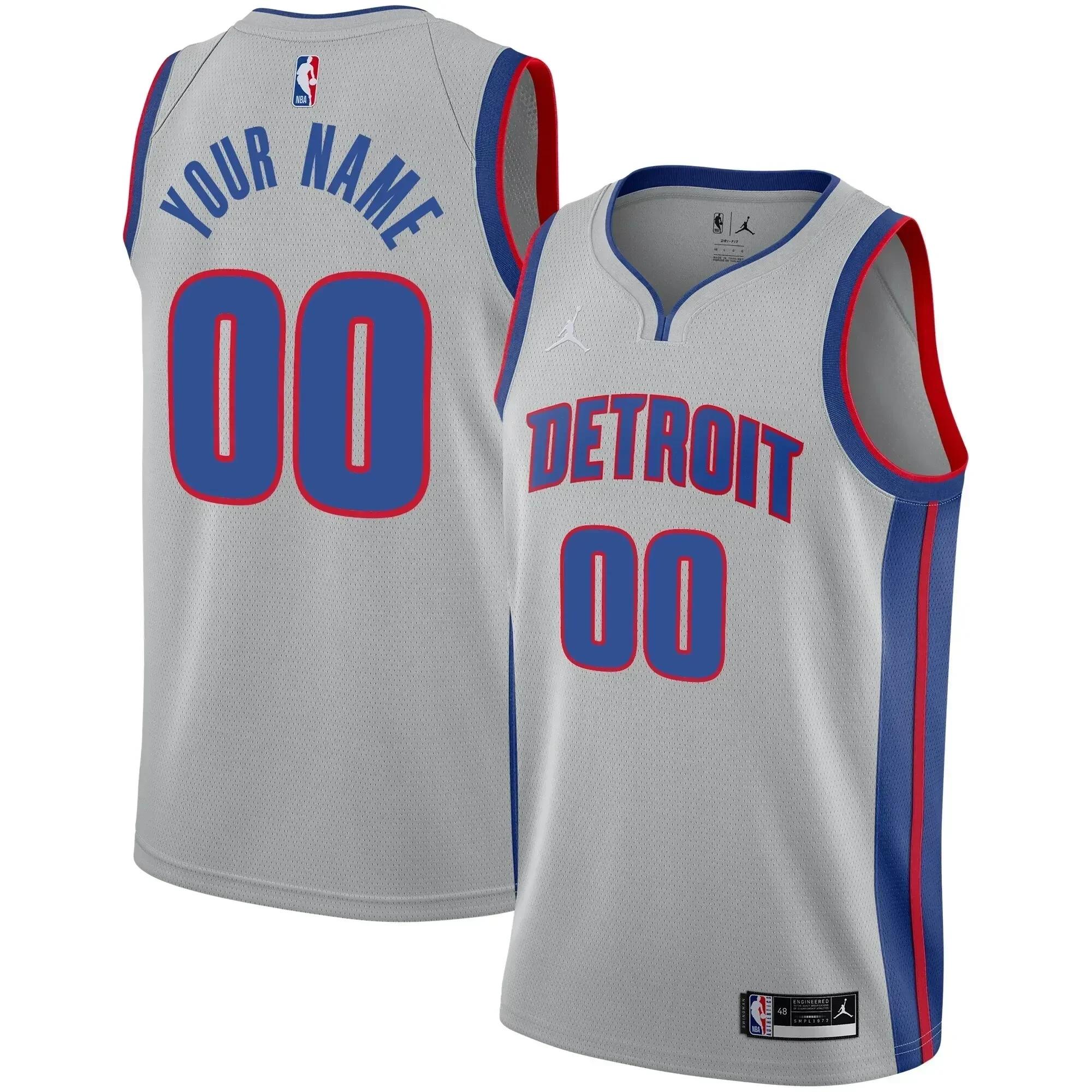 Detroit Pistons Swingman Custom Statement Edition Gray NBA Jersey Men's