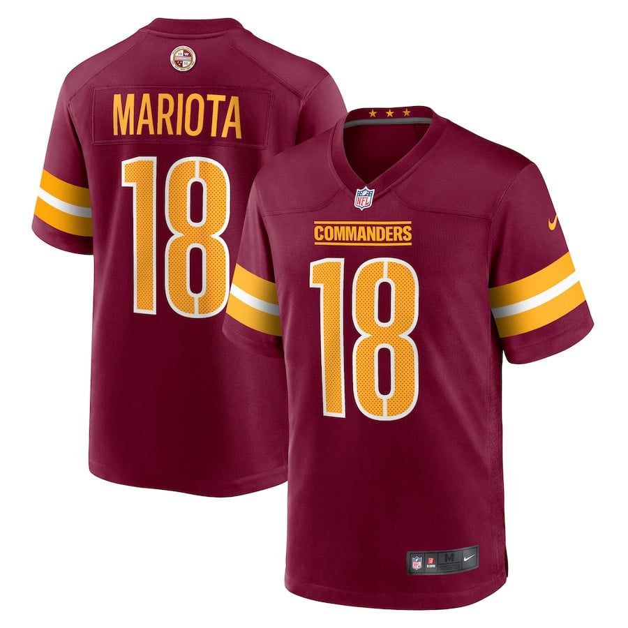 Marcus Mariota 18 Washington Commanders Game Burgundy NFL Jersey Men's