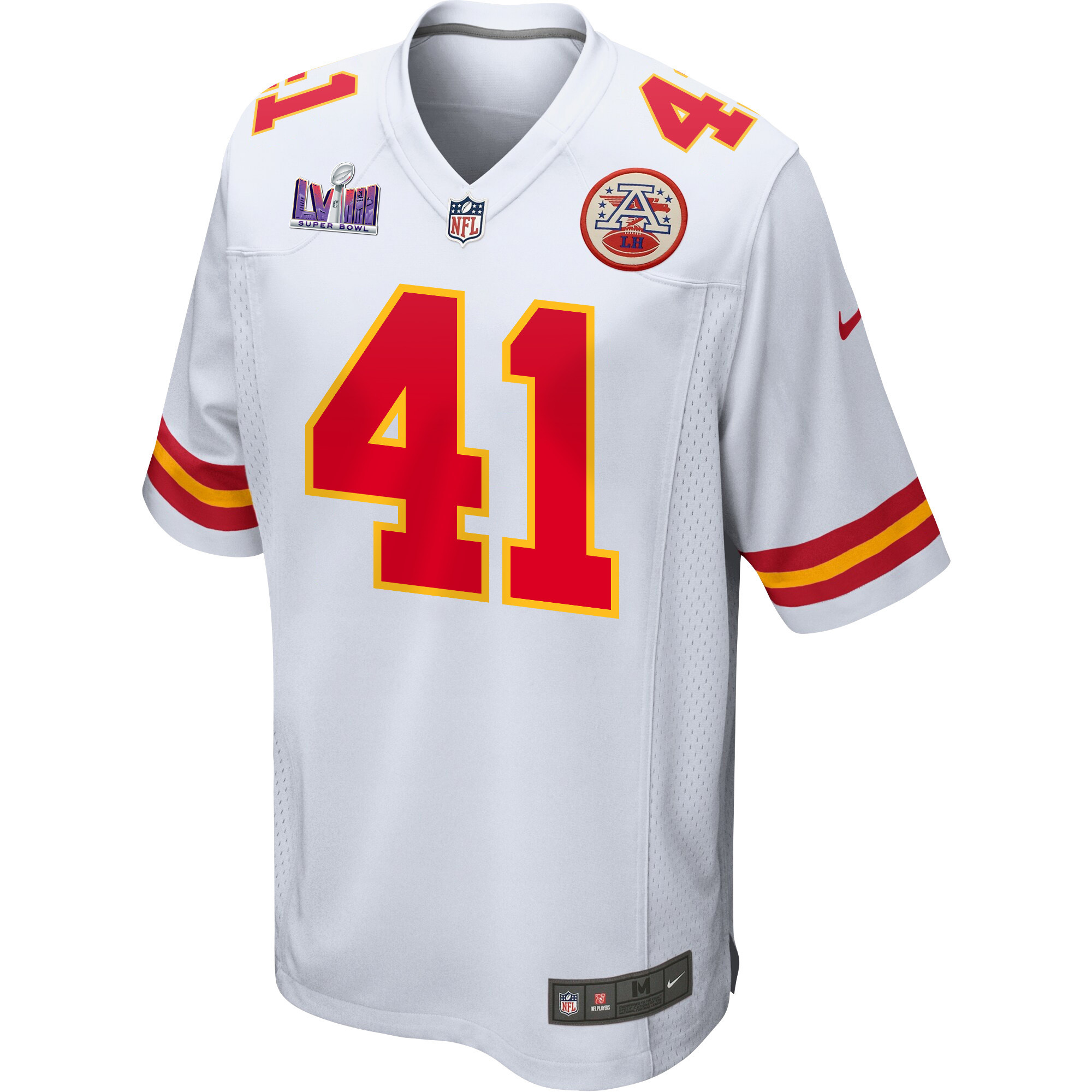 James Winchester 41 Kansas City Chiefs Super Bowl LVIII Patch Game White NFL Jersey Men's