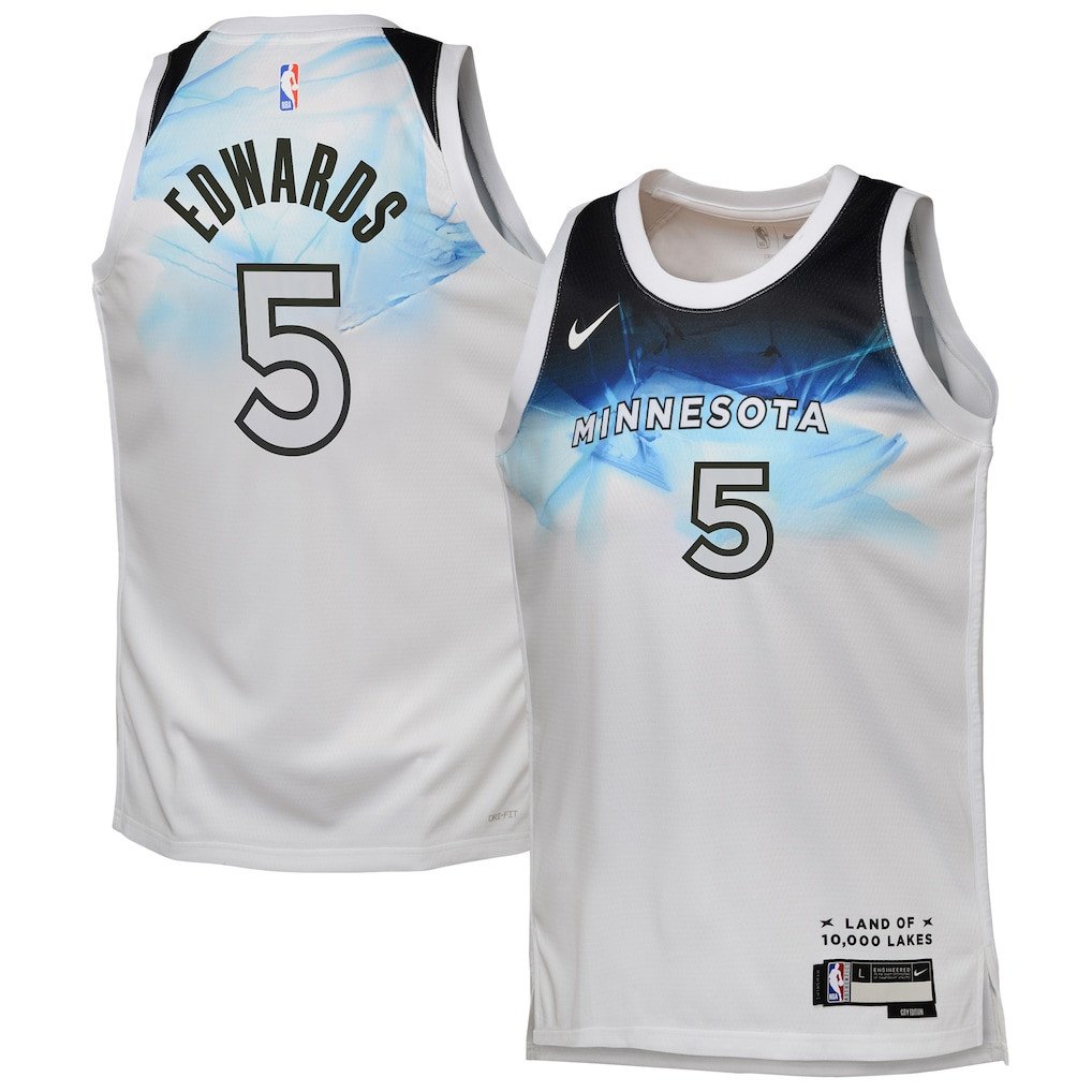Anthony Edwards 5 Minnesota Timberwolves 2024/25 Swingman Playe City Editio White NBA Jersey Youth
